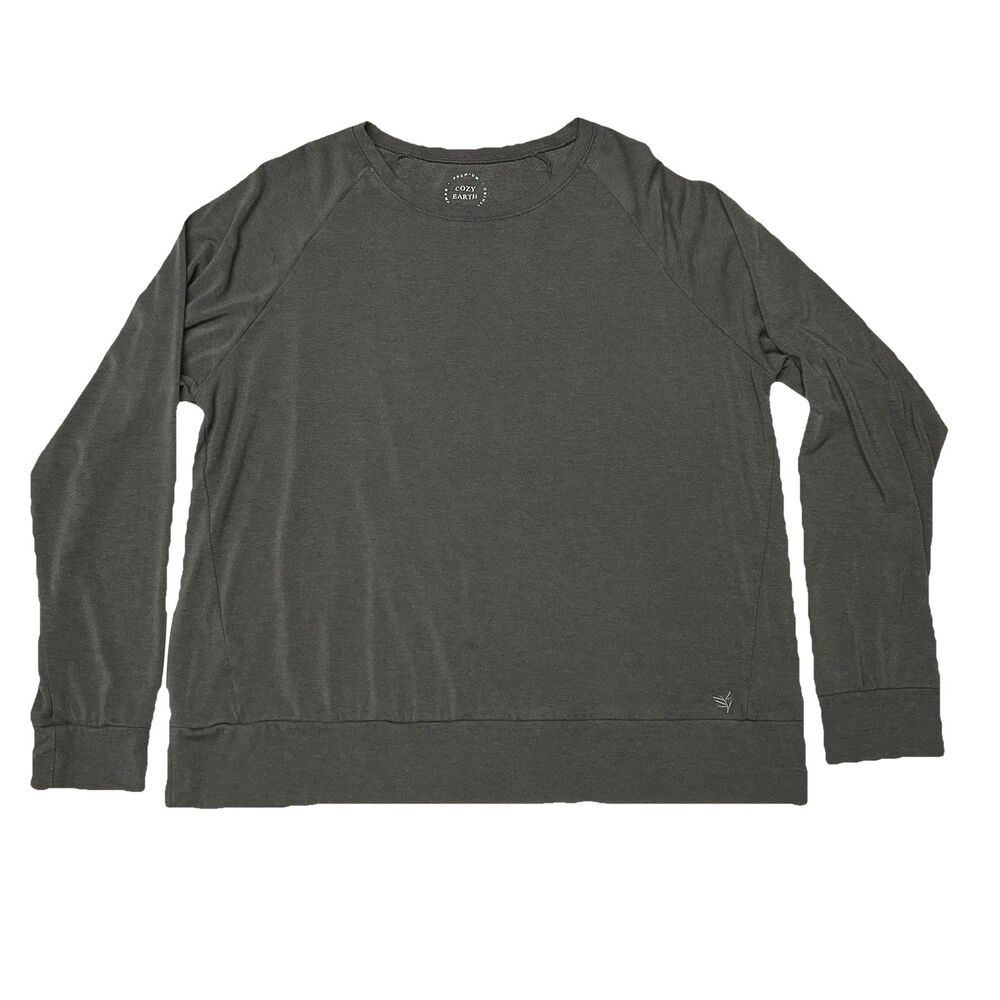 Cozy Earth Women Crew Neck Sweatshirt Ultra Soft Bamboo Crew Neck Lounge XL Gray